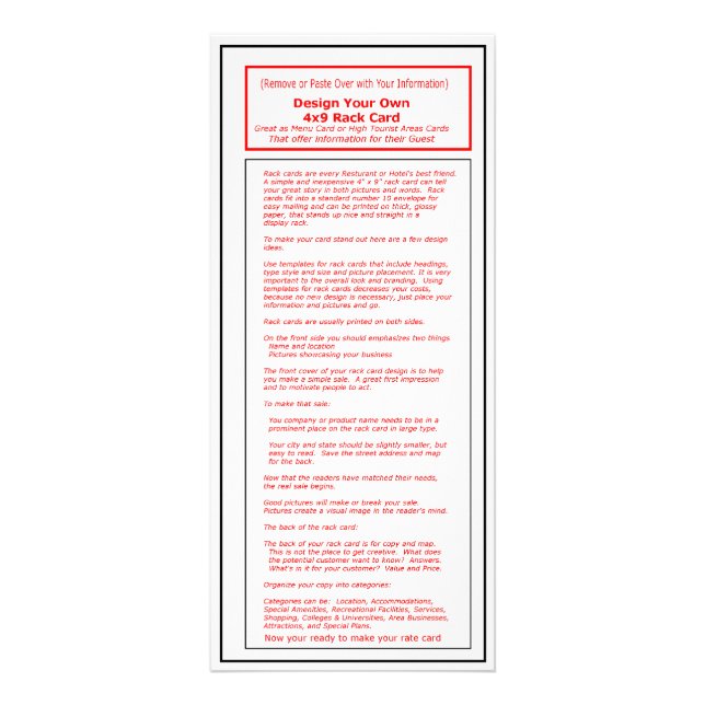 La carte Template1 de support de la série 4x9 (Devant)