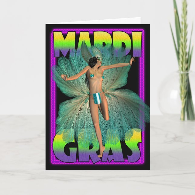 La carte vierge de mardi gras avec le danseur (Devant)