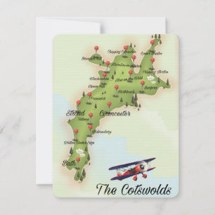 La carte vintage des Cotswolds
