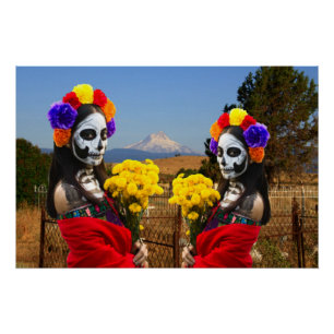 La Catrina auf dem Friedhof zu Halloween Poster