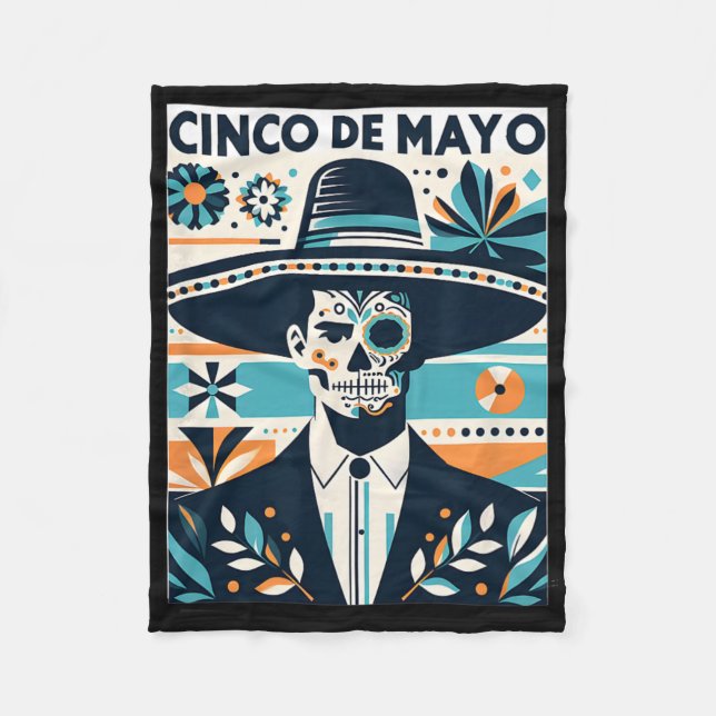 La Catrina Cinco De Mayo Herrliche Fiesta Fleecedecke (Vorderseite)