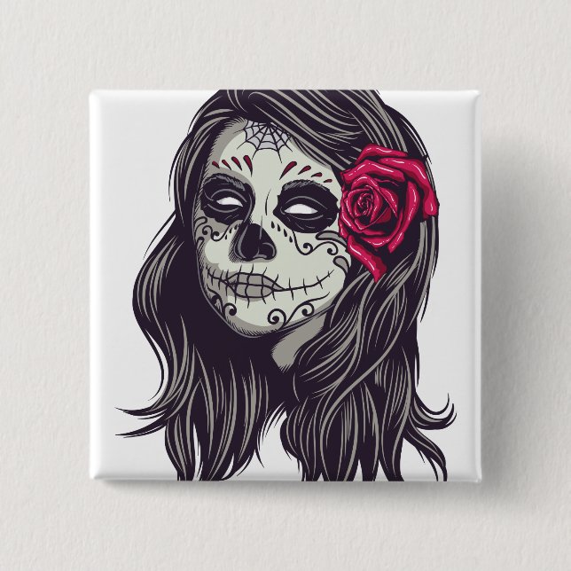 La Catrina - Dia De Los Muertos Button (Vorderseite)