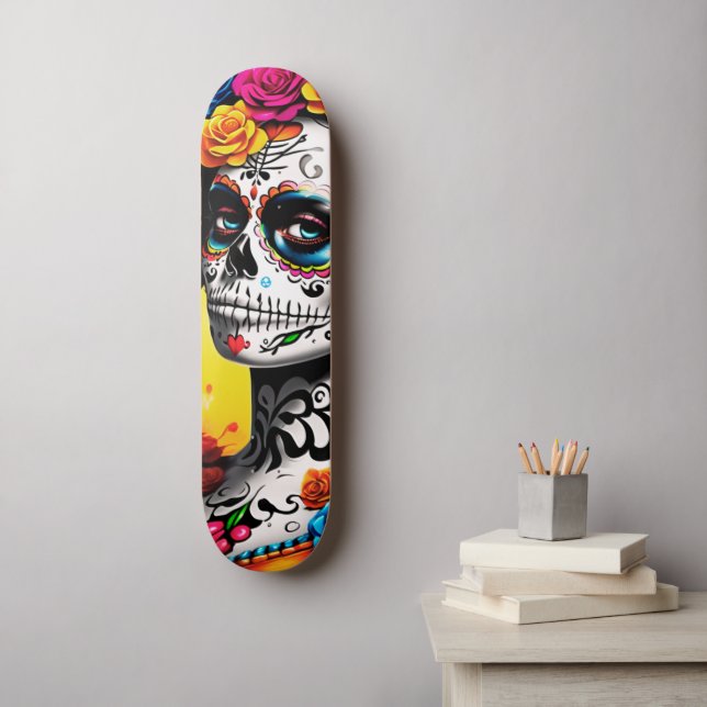 La Catrina Skateboard (Wandkunst)