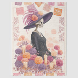 La Catrina Skeleton Lady Day of the Dead Decoupage Seidenpapier