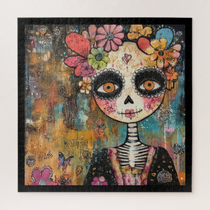 La Catrina-Skelett mit Blumenkrone