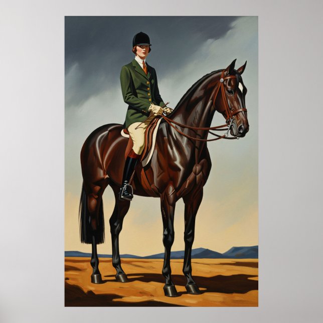 LA CAVALIÈRE (The Horsewoman) - Original Art Deco Poster (Vorne)