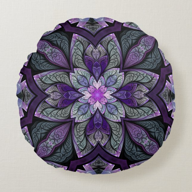 La Chanteuse Violett rundes Wurfs-Kissen Rundes Kissen (Vorderseite)