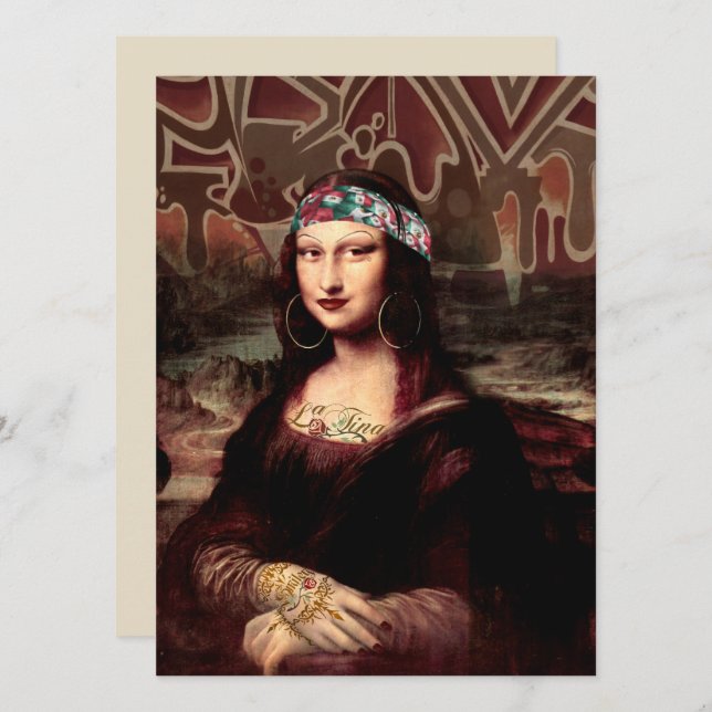 La Chola Mona Lisa Mexikanisch Einladung (Vorne/Hinten)