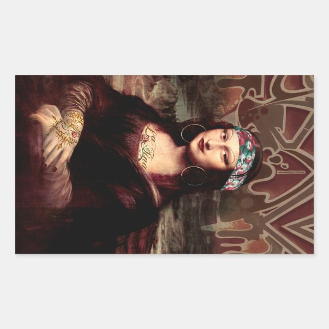 La Chola Mona Lisa Mexikanisch Rechteckiger Aufkleber (Vorderseite)