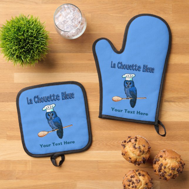 La Chouette Bleue Café Ofenhandschuh & Topflappen-Set (Oben Unten)