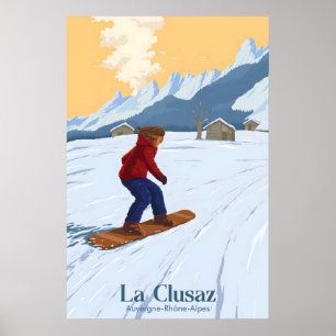 La Clusaz Snowboarden Reiseplakat Poster