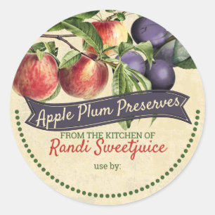 La confiture de prune pomme conserve le étiquette 