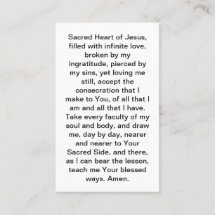 La consécration à la carte de prière du Sacré-Coeu