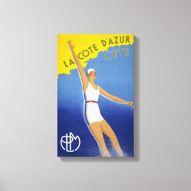 La Cote d'Azur l'ete Vintage Poster restauriert Leinwanddruck (Vorderseite)