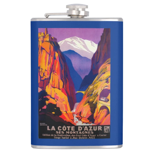 La Cote d'Azur Vintages PosterEurope 2 Flachmann (Vorderseite)