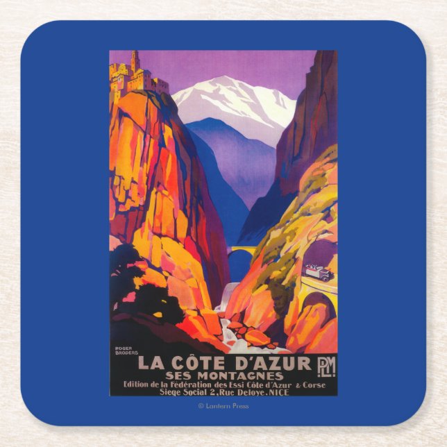 La Cote d'Azur Vintages PosterEurope 2 Rechteckiger Pappuntersetzer (Vorderseite)