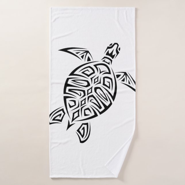 La Côte De La Tortue Tribale Noire Et Blanc (Serviette de bain)