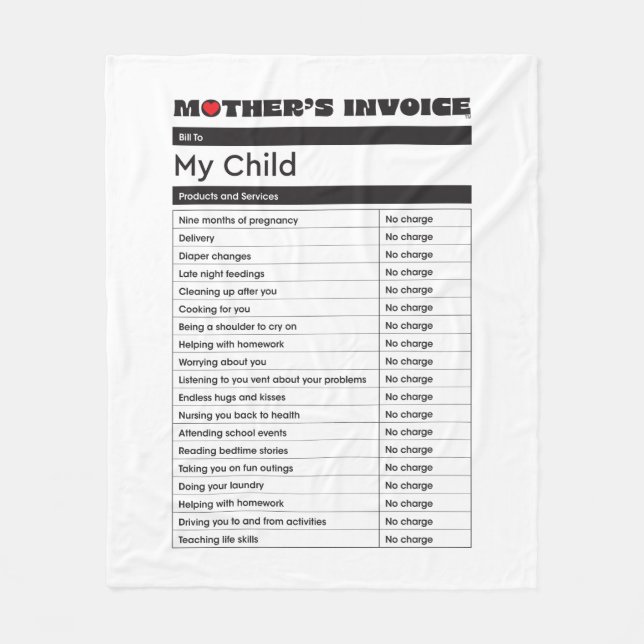 La couverture de la facture de la Fête des Mères - (Devant)