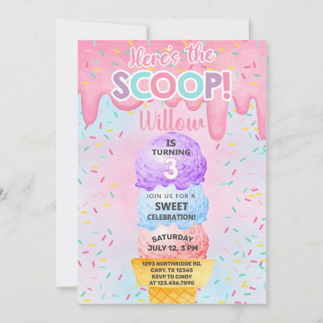 La crème glacée ici est la scoop 3ème invitation a (Devant)