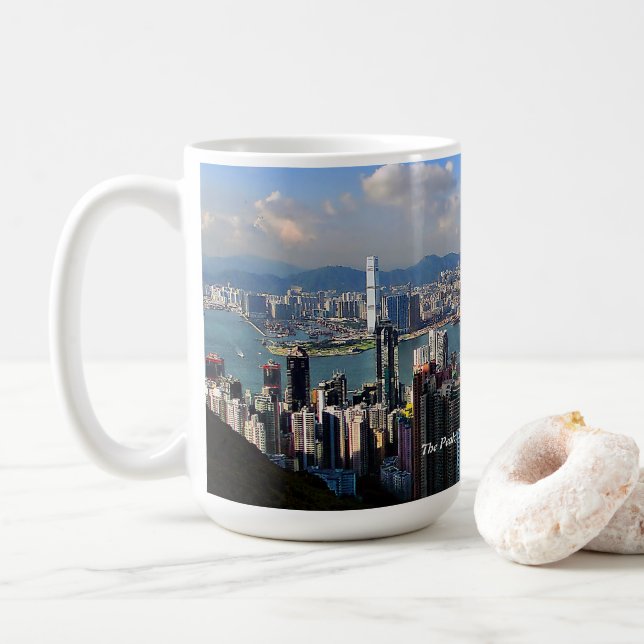 La crête, tasse d'île de Victoria, Hong Kong (Avec donut)