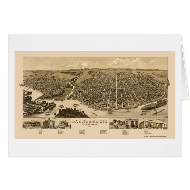 La Crosse, carte panoramique -1887 de WI (Devant horizontal)