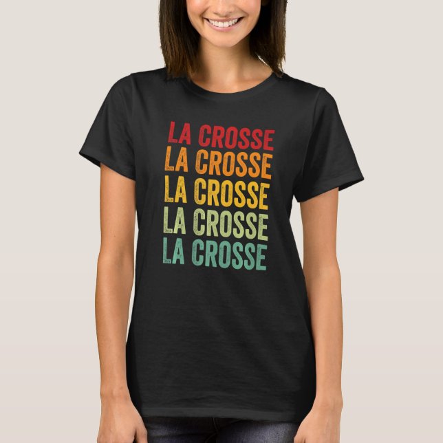 La Crosse County Wisconsin Rainbow Text T-Shirt (Vorderseite)
