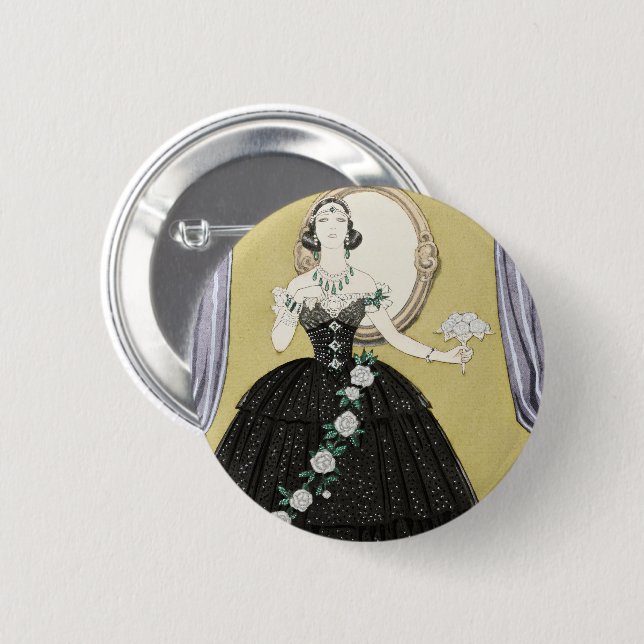 La Dame aux Camé lias George Barbier Button (Vorne & Hinten)