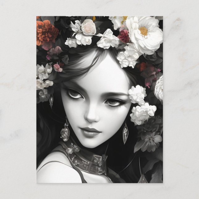 La Dame Avec Des Fleurs Dans Sa Carte Postale Des  (Devant)