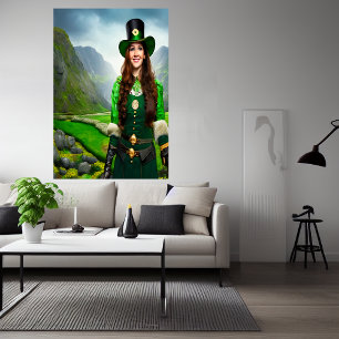 La dame de la Saint Patrick   AI Art Poster