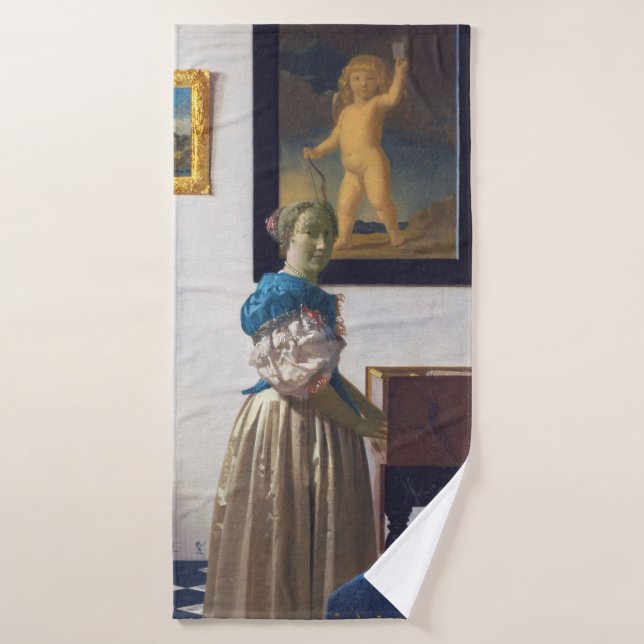 La dame debout dans une virginale, Johannes Vermee (Serviette de bain)