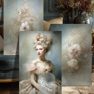 La Dauphine Champagne Rose Portrait Butterfly Geschenkpapier Set