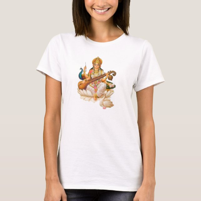 La déesse hindoue Saraswati, t-shirt design (Devant)