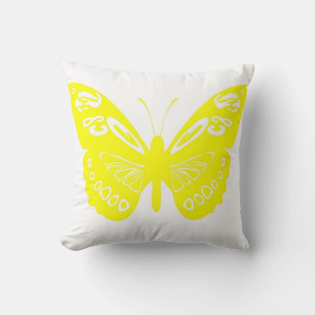 La dentelle jaune de papillon s'envole le coussin (Recto)