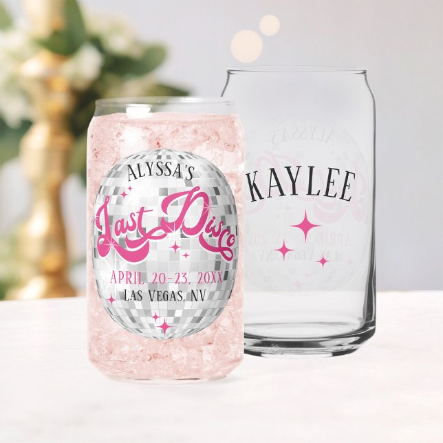 La Dernière soirée de bachelorette de la discothèq (Bride's Last Disco ball personalized bridesmaid guest name wedding bachelorette party gift glass )