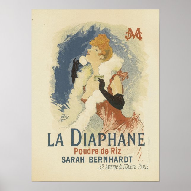 La Diaphane Poudre de Riz Sarah Bernhardt Poster (Vorne)