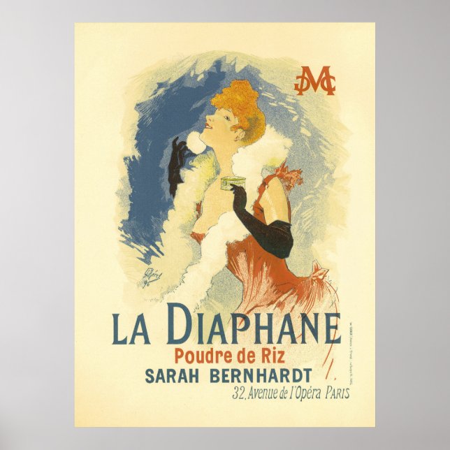 La Diaphane Sarah BernardtVintage French Ad Poster (Vorne)