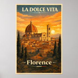 La Dolce Vita - Affiche de voyage vintage de Flore