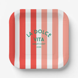 La Dolce Vita Amalfi Küste Cabana Streifen Pappteller