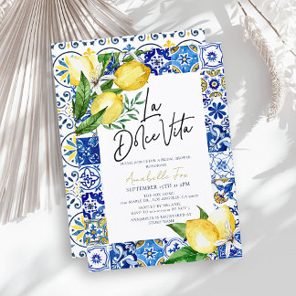 La Dolce Vita Blaue Fliesen-Limonen-Junggesellinne Einladung