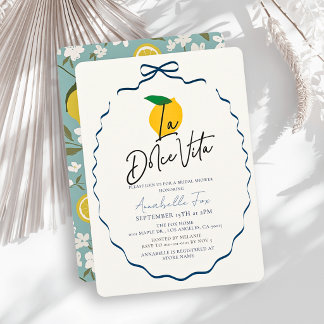 La Dolce Vita Blaues Band Brautparty mit Zitrone/Z Einladung