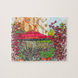 La Dolce Vita Café im Italien-Aquarell-Puzzlespiel