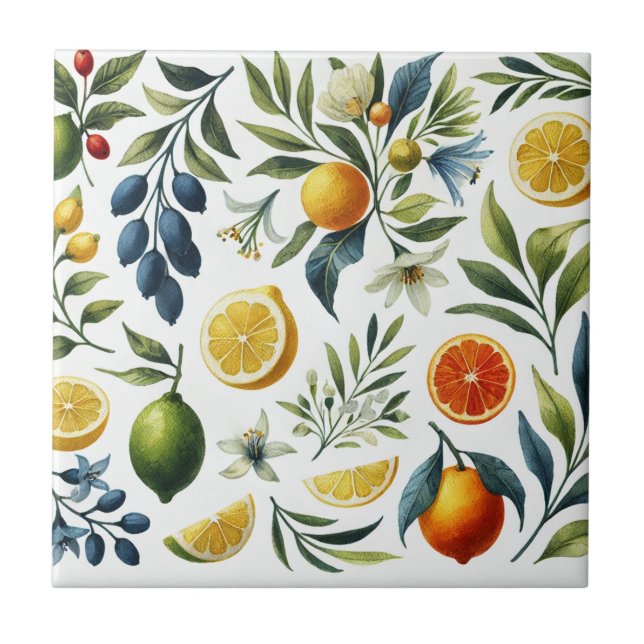 La Dolce Vita Citrus mediterrane Dekoration Fliese (Vorderseite)