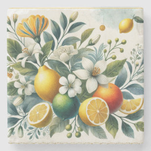La Dolce Vita Citrus Themed Mediterranean Blue Steinuntersetzer