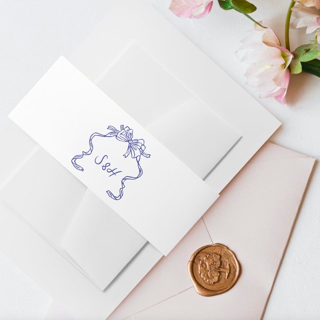 La Dolce Vita Cobalt Blue Boho Retro Wedding Einladungsbanderole (Von Creator hochgeladen)