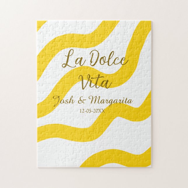 La Dolce Vita gelbe Hochzeitsgesellschaft Name Dat (Vertikal)