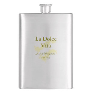 La Dolce Vita gelbe Hochzeitsgesellschaft Name Dat Flachmann