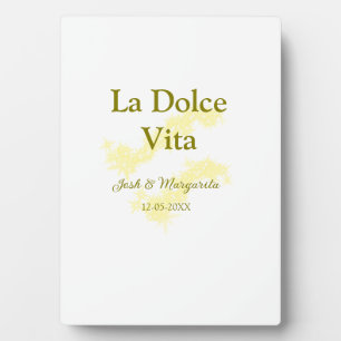 La Dolce Vita gelbe Hochzeitsgesellschaft Name Dat Fotoplatte