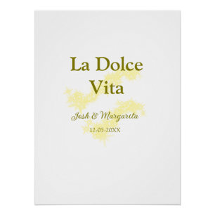 La Dolce Vita gelbe Hochzeitsgesellschaft Name Dat Poster