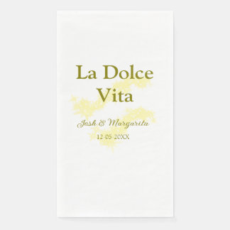 La Dolce Vita gelbe Hochzeitsgesellschaft Name Dat Serviette