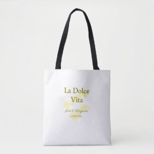 La Dolce Vita gelbe Hochzeitsgesellschaft Name Dat Tasche